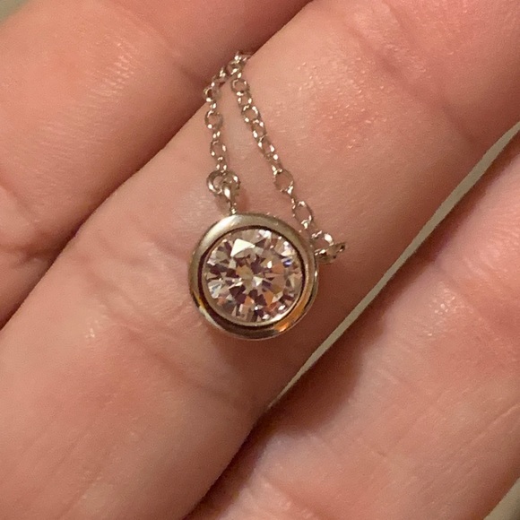 Jewelry - Brilliant Cut White sapphire Bezel Set Necklace